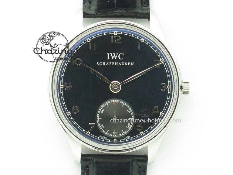 MIROTIME 0425 Portuguese IW545407 Black Dial ZF 1:1 Best Edition On Dark Blue Leather Strap DailyWear 7337